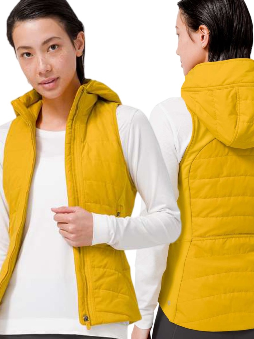 [12] Lululemon Another Mile Vest Honeycomb Yellow Hooded Puffer size large